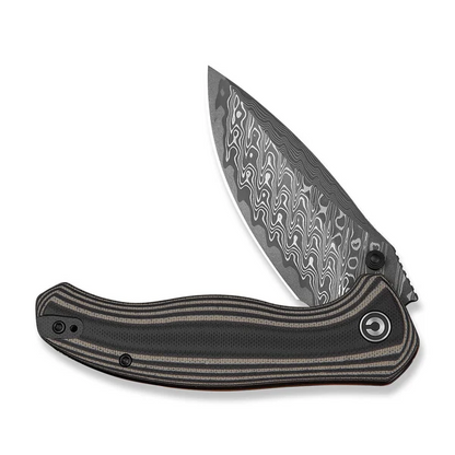 CIVIVI Knives™ Vyrent Liner Lock C25037B-DS1 Black, Tan & Orange G10 Damascus Steel Pocket Knife