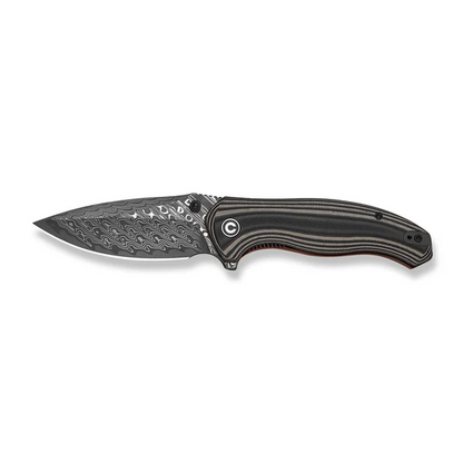 CIVIVI Knives™ Vyrent Liner Lock C25037B-DS1 Black, Tan & Orange G10 Damascus Steel Pocket Knife