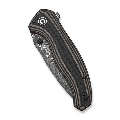 CIVIVI Knives™ Vyrent Liner Lock C25037B-DS1 Black, Tan & Orange G10 Damascus Steel Pocket Knife