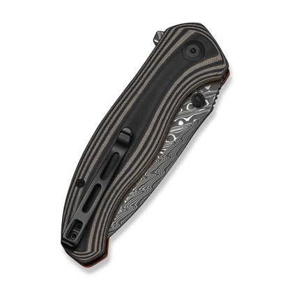 CIVIVI Knives™ Vyrent Liner Lock C25037B-DS1 Black, Tan & Orange G10 Damascus Steel Pocket Knife
