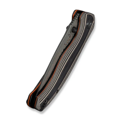 CIVIVI Knives™ Vyrent Liner Lock C25037B-DS1 Black, Tan & Orange G10 Damascus Steel Pocket Knife