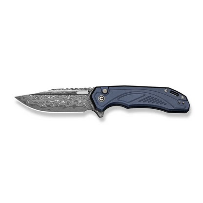 CIVIVI Knives™ Zelthara Button Lock C25076-DS1 Dark Blue Anodized Aluminum Damascus Steel Pocket Knife