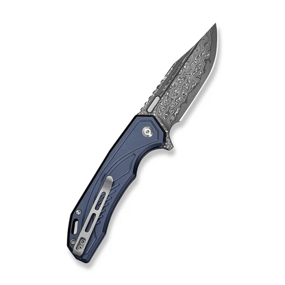 CIVIVI Knives™ Zelthara Button Lock C25076-DS1 Dark Blue Anodized Aluminum Damascus Steel Pocket Knife