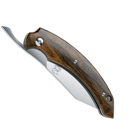 Fox Knives™ Dragotac Piemontes FX-518 ZW Ziricote Wood N690Co Stainless Steel Pocket Knife