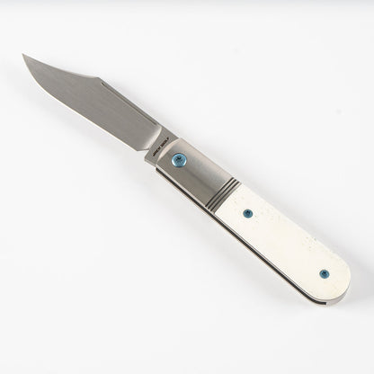 Jack Wolf Knives™ Big Bro Barlow BIGBR-02-SM-WHT-BNE Smooth White Bone S90V Stainless Steel Pocket Knife