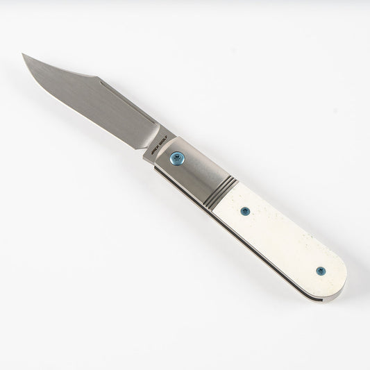 Jack Wolf Knives™ Big Bro Barlow BIGBR-02-SM-WHT-BNE Smooth White Bone S90V Stainless Steel Pocket Knife