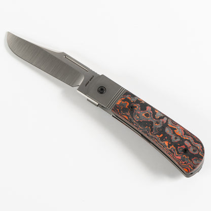 Jack Wolf Knives™ The Benny Frame Lock THEBE-01-FC-MARS Mars Valley Fat Carbon S90V Stainless Steel Pocket Knife