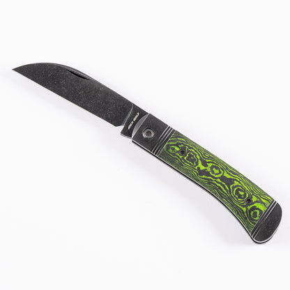 Jack Wolf Knives™ Venom Jack Trapper VENOM-02-CC-TOX-GRN Toxic Green CamoCarbon Fiber S90V Stainless Steel Pocket Knife