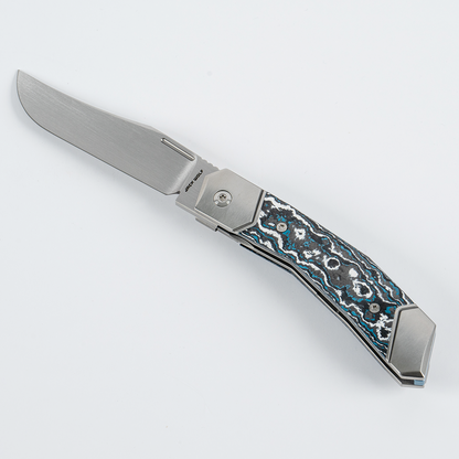 Jack Wolf Knives™ Bionic Jack Frame Lock BIONI-01-FC-FROST Frost Fat Carbon Fiber S90V Stainless Steel Pocket Knife