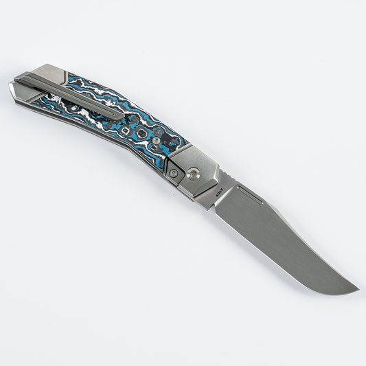 Jack Wolf Knives™ Bionic Jack Frame Lock BIONI-01-FC-FROST Frost Fat Carbon Fiber S90V Stainless Steel Pocket Knife