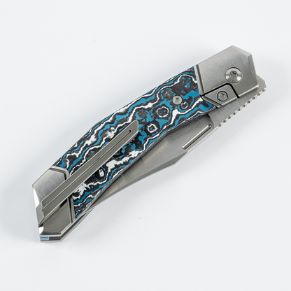 Jack Wolf Knives™ Bionic Jack Frame Lock BIONI-01-FC-FROST Frost Fat Carbon Fiber S90V Stainless Steel Pocket Knife