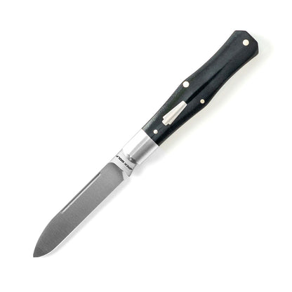 Jack Wolf Knives™ Gateway Coffin COFFI-01-SMT-BLK-BON Smooth Black Bone Sandvik 14C28N Stainless Steel Pocket Knife