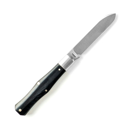 Jack Wolf Knives™ Gateway Coffin COFFI-01-SMT-BLK-BON Smooth Black Bone Sandvik 14C28N Stainless Steel Pocket Knife