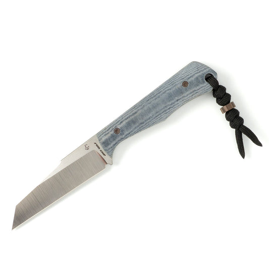 Jack Wolf Knives™ Collusion Fixed Blade COLLU-01-BLU-LIN-MIC Blue Linen Micarta S90V Stainless Steel Knife