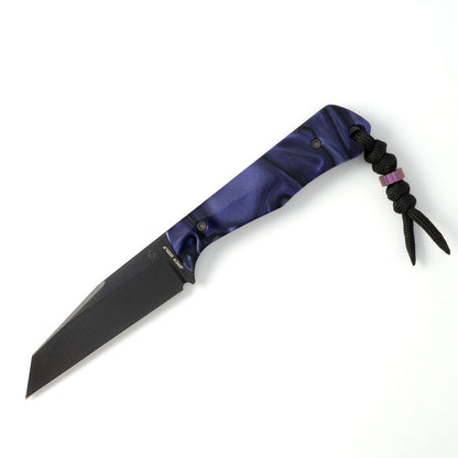 Jack Wolf Knives™ Collusion Fixed Blade COLLU-01-KIR-PUR-WAV Purple Wave Kirinite S90V Stainless Steel Knife