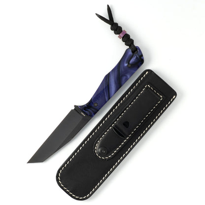 Jack Wolf Knives™ Collusion Fixed Blade COLLU-01-KIR-PUR-WAV Purple Wave Kirinite S90V Stainless Steel Knife