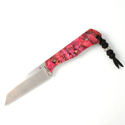 Jack Wolf Knives™ Collusion Fixed Blade COLLU-01-RED-ABALONE Red Abalone S90V Stainless Steel Knife