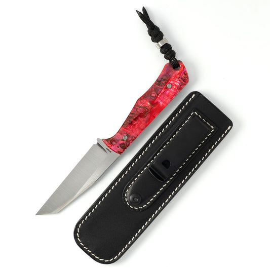 Jack Wolf Knives™ Collusion Fixed Blade COLLU-01-RED-ABALONE Red Abalone S90V Stainless Steel Knife