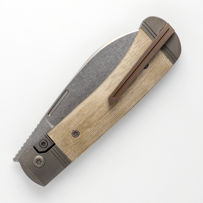 Jack Wolf Knives™ Diamondback Jack DIAMO-01-LIN-MIC-GRN Green Linen Micarta S90V Stainless Steel Pocket Knife