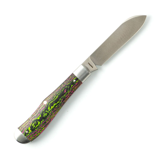 Jack Wolf Knives™ Eureka EUREK-01-CC-WAT-SUG Watermelon Sugar CamoCarbon Sandvik 14C28N Stainless Steel Pocket Knife