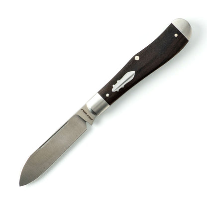 Jack Wolf Knives™ Eureka EUREK-01-EBONY Ebony Wood Sandvik 14C28N Stainless Steel Pocket Knife