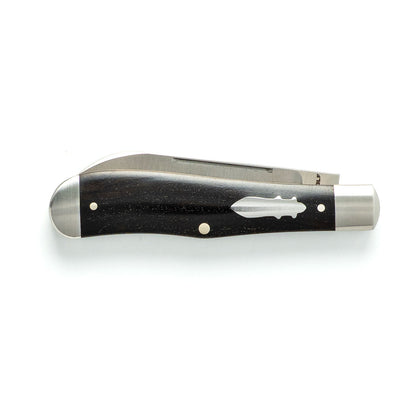 Jack Wolf Knives™ Eureka EUREK-01-EBONY Ebony Wood Sandvik 14C28N Stainless Steel Pocket Knife