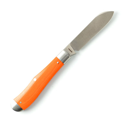 Jack Wolf Knives™ Eureka EUREK-01-VIB-LIN-BEN Vibe Bengal Orange Linen Micarta Sandvik 14C28N Stainless Steel Pocket Knife