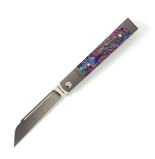 Jack Wolf Knives™ Feelbetter Jack Frame Lock FEELB-01-PUR-ABALONE Purple Abalone S90V Stainless Steel Pocket Knife