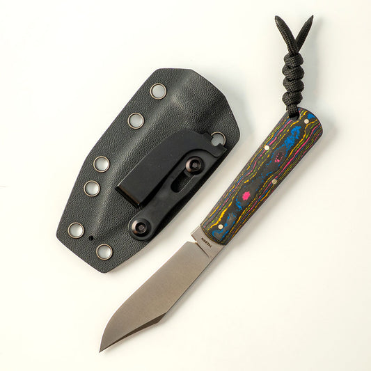 Jack Wolf Knives™ Gateway FIXedc GATEW-FX-01-CC-80S 80s CamoCarbon Sandvik 14C28N Stainless Steel Knife
