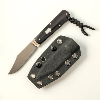 Jack Wolf Knives™ Gateway FIXedc GATEW-FX-01-EBONY Ebony Wood Sandvik 14C28N Stainless Steel Knife