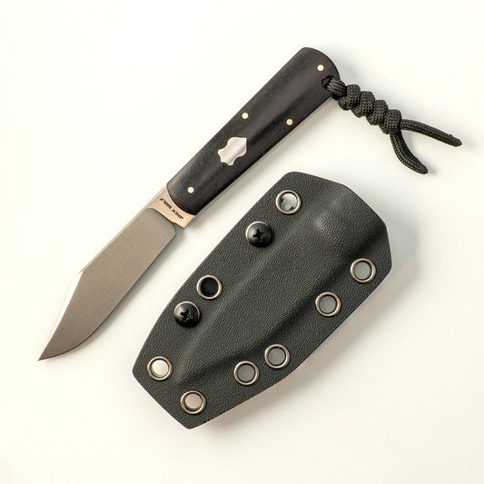 Jack Wolf Knives™ Gateway FIXedc GATEW-FX-01-EBONY Ebony Wood Sandvik 14C28N Stainless Steel Knife