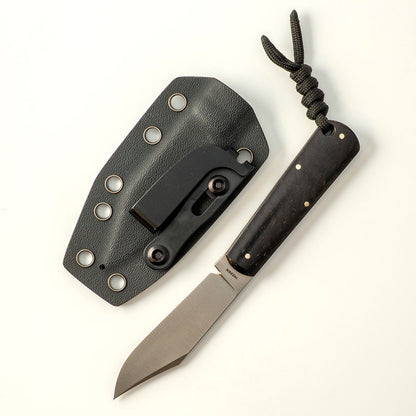 Jack Wolf Knives™ Gateway FIXedc GATEW-FX-01-EBONY Ebony Wood Sandvik 14C28N Stainless Steel Knife