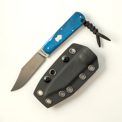 Jack Wolf Knives™ Gateway FIXedc GATEW-FX-01-SAW-BLU-BON Blue Bone Sandvik 14C28N Stainless Steel Knife
