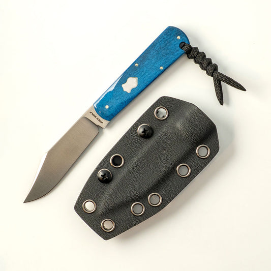 Jack Wolf Knives™ Gateway FIXedc GATEW-FX-01-SAW-BLU-BON Blue Bone Sandvik 14C28N Stainless Steel Knife