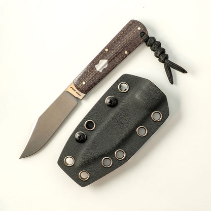 Jack Wolf Knives™ Gateway FIXedc GATEW-FX-01-VIB-JUT-BIS Jute Bison Vibe Composite Sandvik 14C28N Stainless Steel Knife