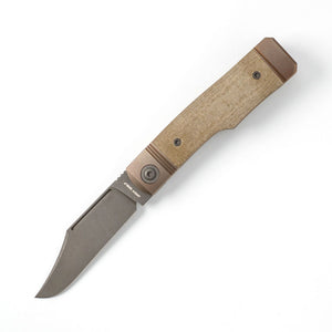 Jack Wolf Knives™ Gunslinger Gunstock GUNSL-03-GRN-LIN-MIC Green Linen Micarta S90V Stainless Steel Pocket Knife