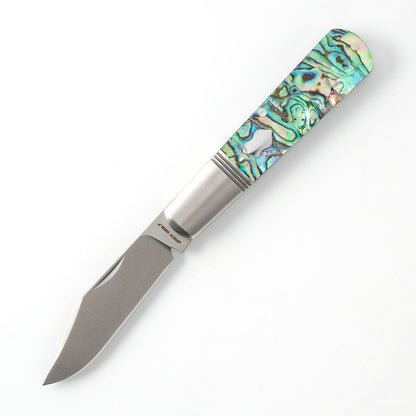 Jack Wolf Knives™ Gateway Barlow GW-BAR-02-ABALONE Abalone Sandvik 14C28N Stainless Steel Pocket Knife