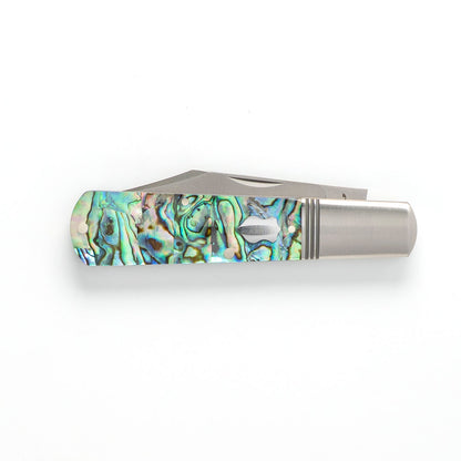 Jack Wolf Knives™ Gateway Barlow GW-BAR-02-ABALONE Abalone Sandvik 14C28N Stainless Steel Pocket Knife
