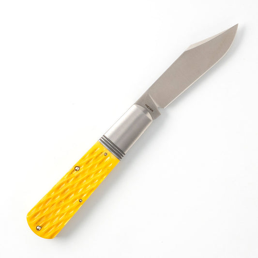 Jack Wolf Knives™ Gateway Barlow GW-BAR-02-YLW-JIG-BON Yellow Bone Sandvik 14C28N Stainless Steel Pocket Knife