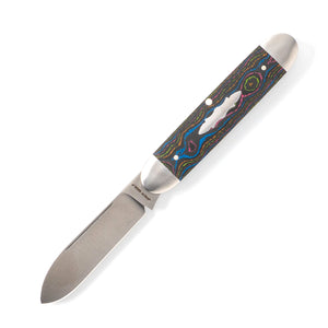 Jack Wolf Knives™ Gateway Equal End EQUAL-01-CC-80S 80s CamoCarbon Sandvik 14C28N Stainless Steel Pocket Knife