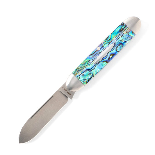 Jack Wolf Knives™ Gateway Equal End EQUAL-01-ABALONE Abalone Sandvik 14C28N Stainless Steel Pocket Knife