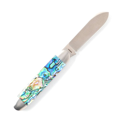 Jack Wolf Knives™ Gateway Equal End EQUAL-01-ABALONE Abalone Sandvik 14C28N Stainless Steel Pocket Knife