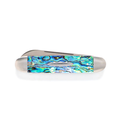 Jack Wolf Knives™ Gateway Equal End EQUAL-01-ABALONE Abalone Sandvik 14C28N Stainless Steel Pocket Knife