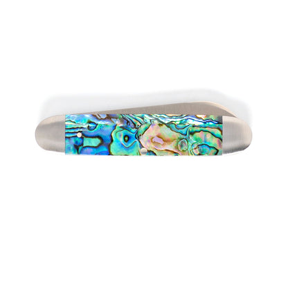 Jack Wolf Knives™ Gateway Equal End EQUAL-01-ABALONE Abalone Sandvik 14C28N Stainless Steel Pocket Knife