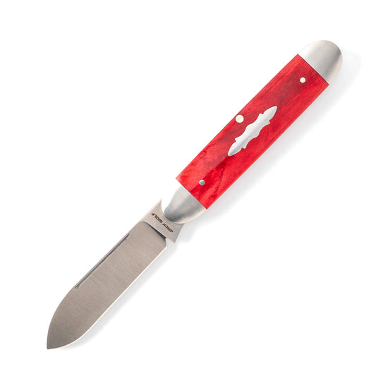 Jack Wolf Knives™ Gateway Equal End EQUAL-01-SMT-RED-BON Smooth Red Bone Sandvik 14C28N Stainless Steel Pocket Knife