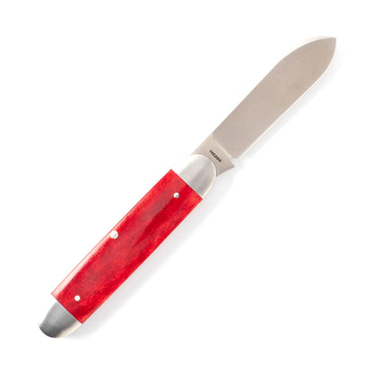 Jack Wolf Knives™ Gateway Equal End EQUAL-01-SMT-RED-BON Smooth Red Bone Sandvik 14C28N Stainless Steel Pocket Knife
