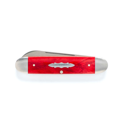 Jack Wolf Knives™ Gateway Equal End EQUAL-01-SMT-RED-BON Smooth Red Bone Sandvik 14C28N Stainless Steel Pocket Knife