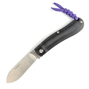 Jack Wolf Knives™ K9 Dogleg Jack K9-02-CAN-MIC-BLK Black Canvas Micarta 154CM Stainless Steel Pocket Knife