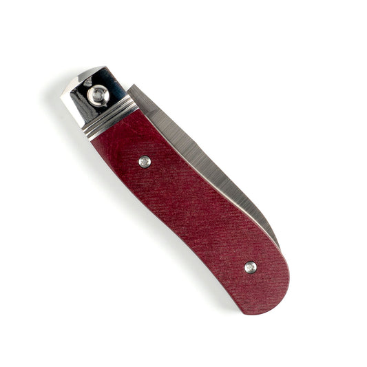 Jack Wolf Knives™ K9 Dogleg Jack K9-02-RCH-RED-SAW Red Richlite 154CM Stainless Steel Pocket Knife