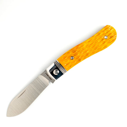Jack Wolf Knives™ K9 Dogleg Jack K9-02-YLW-BNE-JIG Yellow Bone 154CM Stainless Steel Pocket Knife